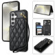 For Samsung Galaxy S24+ 5G Rhombic Dual Buckle Card Slots Phone Case with Lanyard(Black)