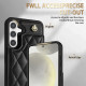 For Samsung Galaxy S24+ 5G Rhombic Dual Buckle Card Slots Phone Case with Lanyard(Black)