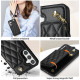 For Samsung Galaxy S24+ 5G Rhombic Dual Buckle Card Slots Phone Case with Lanyard(Black)
