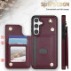 For Samsung Galaxy S24+ 5G Rhombic Dual Buckle Card Slots Phone Case with Lanyard(Wine Red)