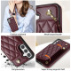 For Samsung Galaxy S24+ 5G Rhombic Dual Buckle Card Slots Phone Case with Lanyard(Wine Red)
