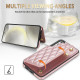 For Samsung Galaxy S24+ 5G Rhombic Dual Buckle Card Slots Phone Case with Lanyard(Rose Gold)