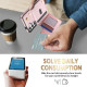 For Samsung Galaxy S24+ 5G Rhombic Dual Buckle Card Slots Phone Case with Lanyard(Rose Gold)