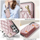 For Samsung Galaxy S24+ 5G Rhombic Dual Buckle Card Slots Phone Case with Lanyard(Rose Gold)