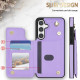 For Samsung Galaxy S24+ 5G Rhombic Dual Buckle Card Slots Phone Case with Lanyard(Purple)