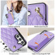 For Samsung Galaxy S24+ 5G Rhombic Dual Buckle Card Slots Phone Case with Lanyard(Purple)