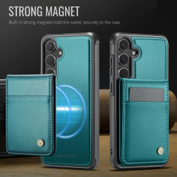 For Samsung Galaxy S24+ 5G JEEHOOD J06 British Style RFID MagSafe Card Bag PU Phone Case(Green)