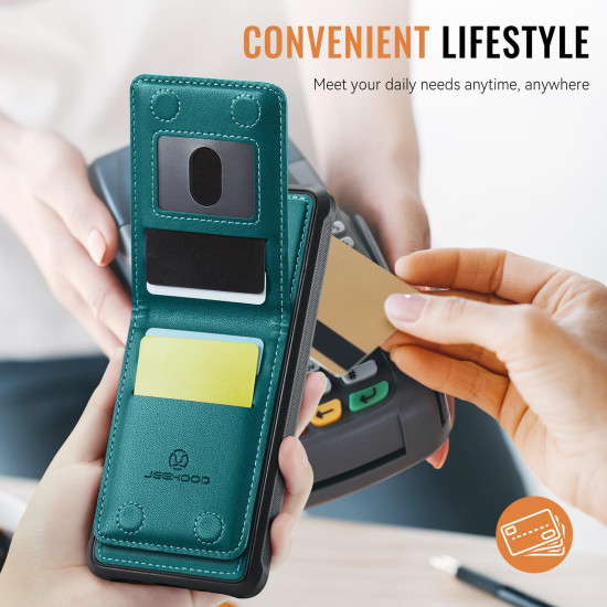 For Samsung Galaxy S24+ 5G JEEHOOD J06 British Style RFID MagSafe Card Bag PU Phone Case(Green)