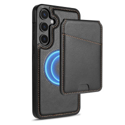 For Samsung Galaxy S24+ 5G Skin Feel Detachable Card Bag Magsafe Phone Case(Black)