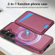 For Samsung Galaxy S24+ 5G Skin Feel Detachable Card Bag Magsafe Phone Case(Wine Red)