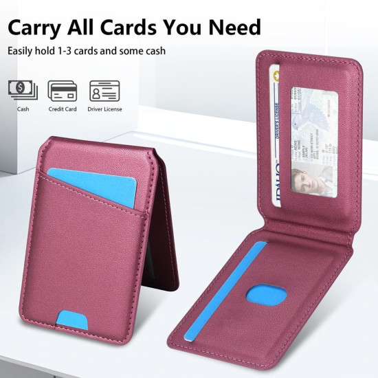 For Samsung Galaxy S24+ 5G Skin Feel Detachable Card Bag Magsafe Phone Case(Wine Red)