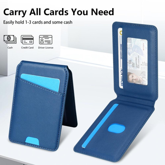 For Samsung Galaxy S24+ 5G Skin Feel Detachable Card Bag Magsafe Phone Case(Blue)