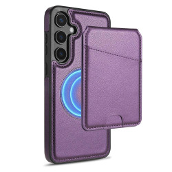 For Samsung Galaxy S24+ 5G Skin Feel Detachable Card Bag Magsafe Phone Case(Purple)