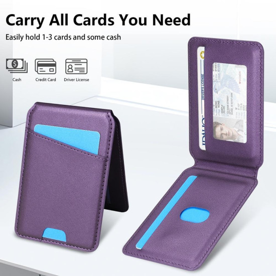 For Samsung Galaxy S24+ 5G Skin Feel Detachable Card Bag Magsafe Phone Case(Purple)