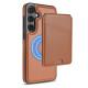 For Samsung Galaxy S24+ 5G Skin Feel Detachable Card Bag Magsafe Phone Case(Brown)