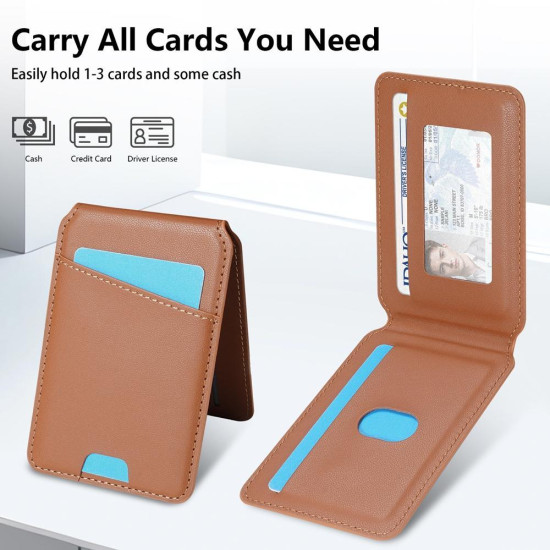 For Samsung Galaxy S24+ 5G Skin Feel Detachable Card Bag Magsafe Phone Case(Brown)