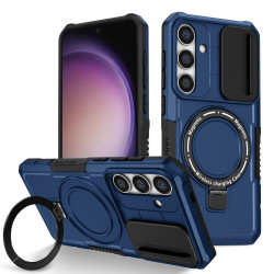 For Samsung Galaxy S24+ 5G Sliding Camshield MagSafe Holder TPU Hybrid PC Phone Case(Royal Blue)