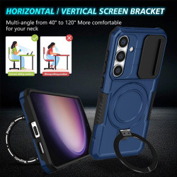 For Samsung Galaxy S24+ 5G Sliding Camshield MagSafe Holder TPU Hybrid PC Phone Case(Royal Blue)