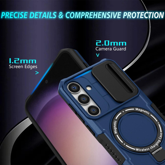 For Samsung Galaxy S24+ 5G Sliding Camshield MagSafe Holder TPU Hybrid PC Phone Case(Royal Blue)