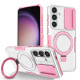 For Samsung Galaxy S24+ 5G Sliding Camshield MagSafe Holder TPU Hybrid PC Phone Case(Pink White)
