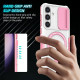 For Samsung Galaxy S24+ 5G Sliding Camshield MagSafe Holder TPU Hybrid PC Phone Case(Pink White)
