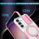 For Samsung Galaxy S24+ 5G Sliding Camshield MagSafe Holder TPU Hybrid PC Phone Case(Pink White)