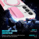For Samsung Galaxy S24+ 5G Sliding Camshield MagSafe Holder TPU Hybrid PC Phone Case(Pink White)