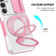 For Samsung Galaxy S24+ 5G Sliding Camshield MagSafe Holder TPU Hybrid PC Phone Case(Pink White)