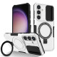 For Samsung Galaxy S24+ 5G Sliding Camshield MagSafe Holder TPU Hybrid PC Phone Case(Black White)