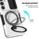 For Samsung Galaxy S24+ 5G Sliding Camshield MagSafe Holder TPU Hybrid PC Phone Case(Black White)