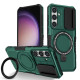 For Samsung Galaxy S24+ 5G Sliding Camshield MagSafe Holder TPU Hybrid PC Phone Case(Deep Green)