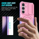 For Samsung Galaxy S24+ 5G Sliding Camshield MagSafe Holder TPU Hybrid PC Phone Case(Purple Pink)