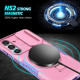 For Samsung Galaxy S24+ 5G Sliding Camshield MagSafe Holder TPU Hybrid PC Phone Case(Purple Pink)