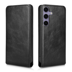 For Samsung Galaxy S24+ 5G Magnetic Vertical Flip Leather Phone Case(Black)