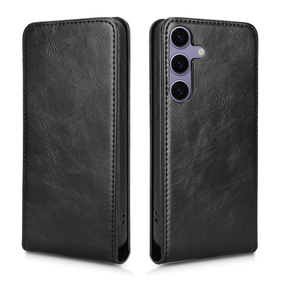 For Samsung Galaxy S24+ 5G Magnetic Vertical Flip Leather Phone Case(Black)