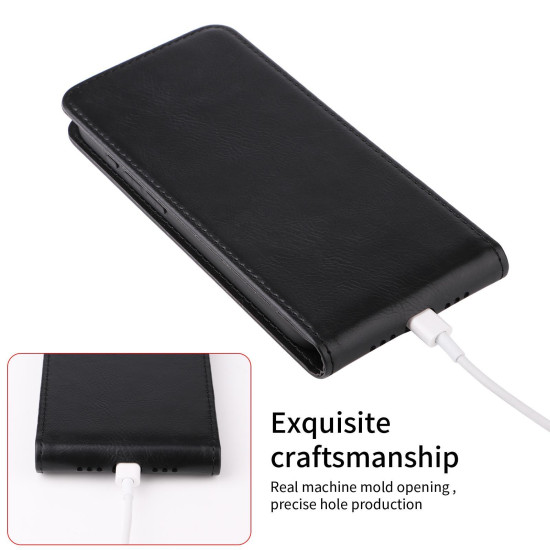 For Samsung Galaxy S24+ 5G Magnetic Vertical Flip Leather Phone Case(Black)