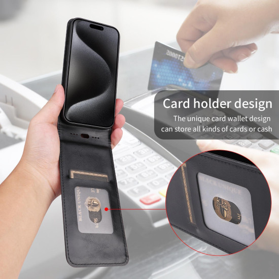 For Samsung Galaxy S24+ 5G Magnetic Vertical Flip Leather Phone Case(Black)
