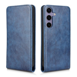 For Samsung Galaxy S24+ 5G Magnetic Vertical Flip Leather Phone Case(Blue)