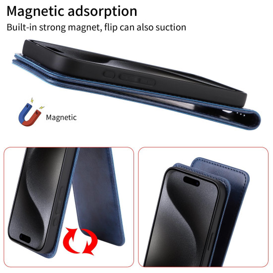 For Samsung Galaxy S24+ 5G Magnetic Vertical Flip Leather Phone Case(Blue)