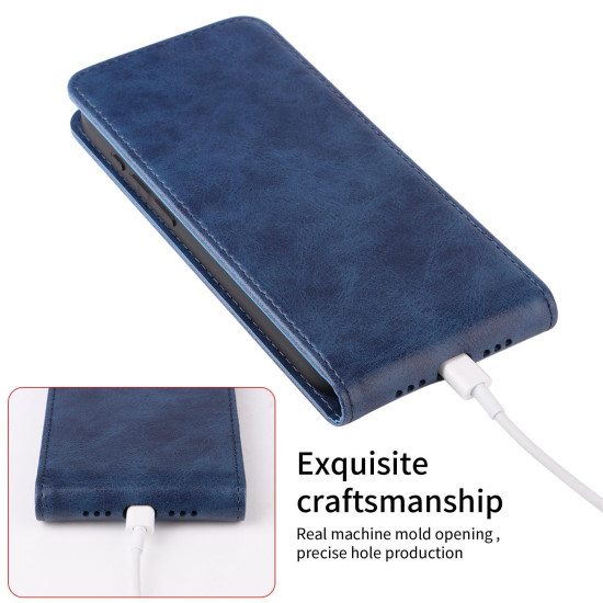 For Samsung Galaxy S24+ 5G Magnetic Vertical Flip Leather Phone Case(Blue)
