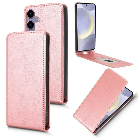 For Samsung Galaxy S24+ 5G Magnetic Vertical Flip Leather Phone Case(Rose Gold)
