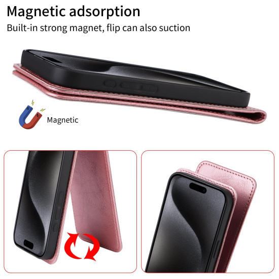 For Samsung Galaxy S24+ 5G Magnetic Vertical Flip Leather Phone Case(Rose Gold)