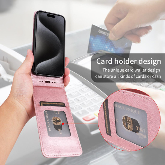 For Samsung Galaxy S24+ 5G Magnetic Vertical Flip Leather Phone Case(Rose Gold)