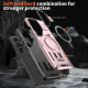 For Samsung Galaxy S24+ 5G Shield Hollow Frame Holder MagSafe Phone Case(Rose Gold)