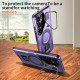 For Samsung Galaxy S24+ 5G Shield Hollow Frame Holder MagSafe Phone Case(Purple)
