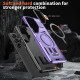 For Samsung Galaxy S24+ 5G Shield Hollow Frame Holder MagSafe Phone Case(Purple)