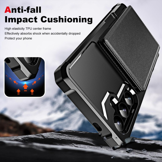 For Samsung Galaxy S24+ 5G Horizontal Flip Card Bag Holder Leather Phone Case(Black)