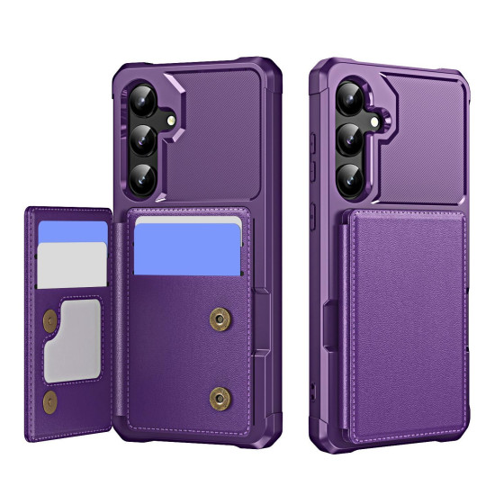 For Samsung Galaxy S24+ 5G Horizontal Flip Card Bag Holder Leather Phone Case(Purple)