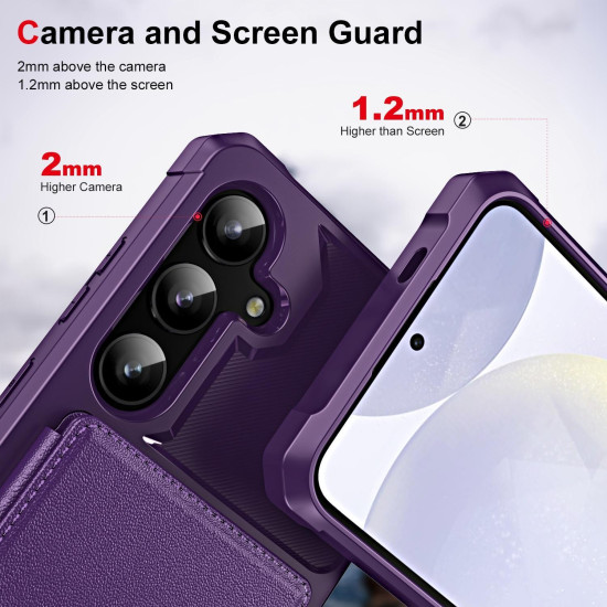 For Samsung Galaxy S24+ 5G Horizontal Flip Card Bag Holder Leather Phone Case(Purple)