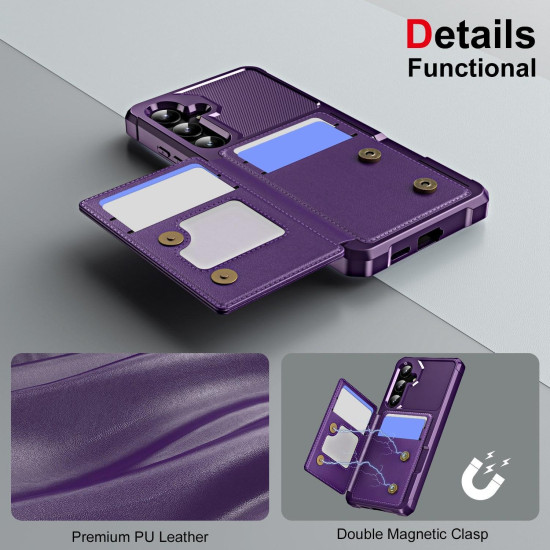 For Samsung Galaxy S24+ 5G Horizontal Flip Card Bag Holder Leather Phone Case(Purple)